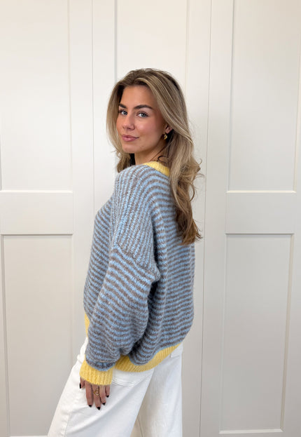Famous Online Store Strepen knit Leah blauw/geel/bruin