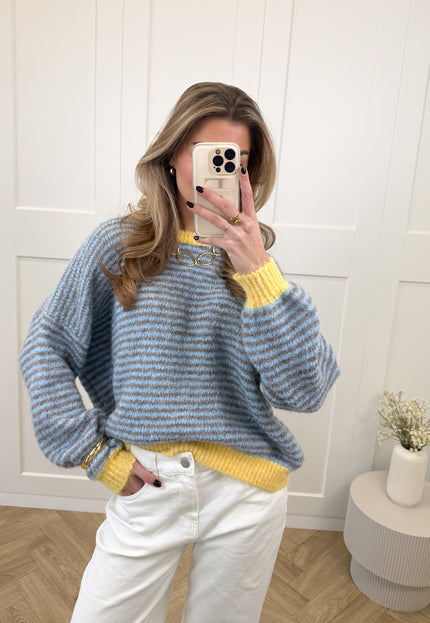Famous Online Store Strepen knit Leah blauw/geel/bruin