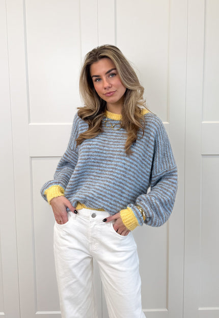Famous Online Store Strepen knit Leah blauw/geel/bruin