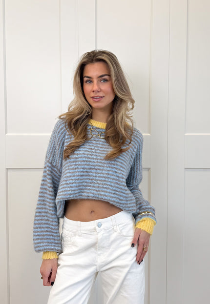 Famous Online Store Strepen knit Leah blauw/geel/bruin
