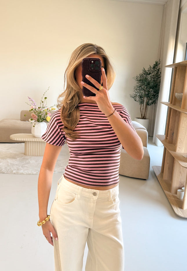 Famous Online Store Strepen top Kate roze