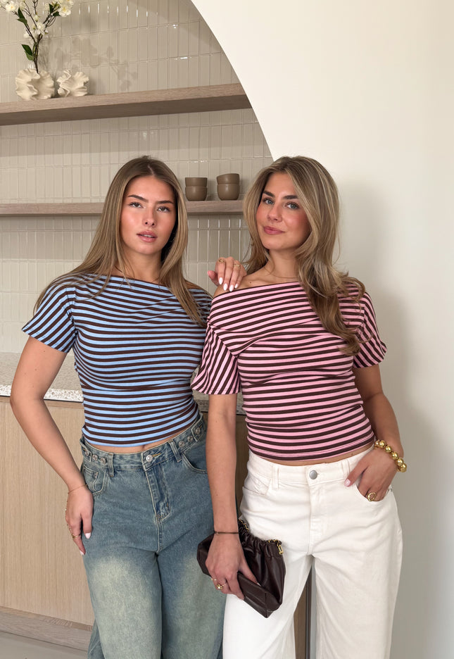 Famous Online Store Strepen top Kate roze
