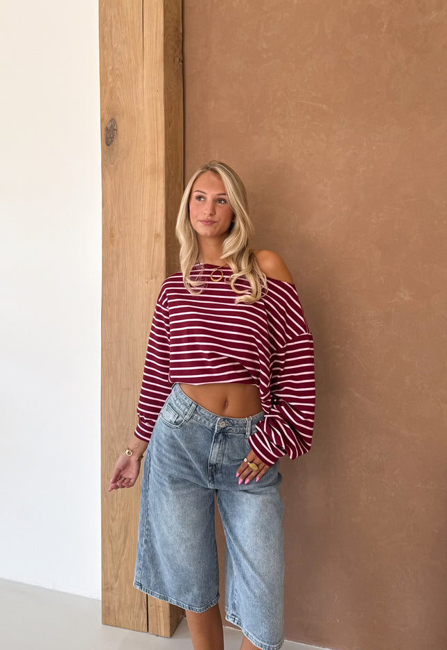 Famous Online Store Strepen trui Cali bordeaux