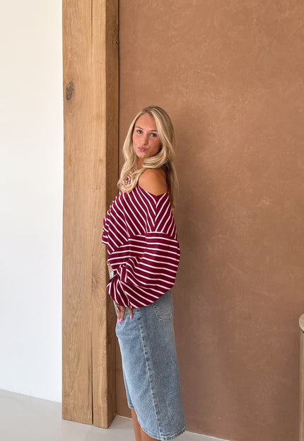 Famous Online Store Strepen trui Cali bordeaux