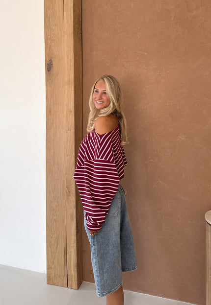Famous Online Store Strepen trui Cali bordeaux