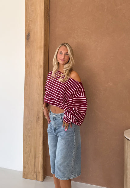 Famous Online Store Strepen trui Cali bordeaux