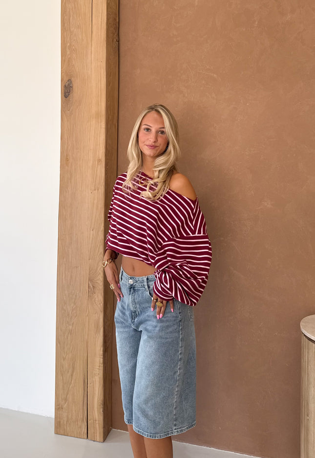 Famous Online Store Strepen trui Cali bordeaux