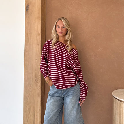 Famous Online Store Strepen trui Cali bordeaux