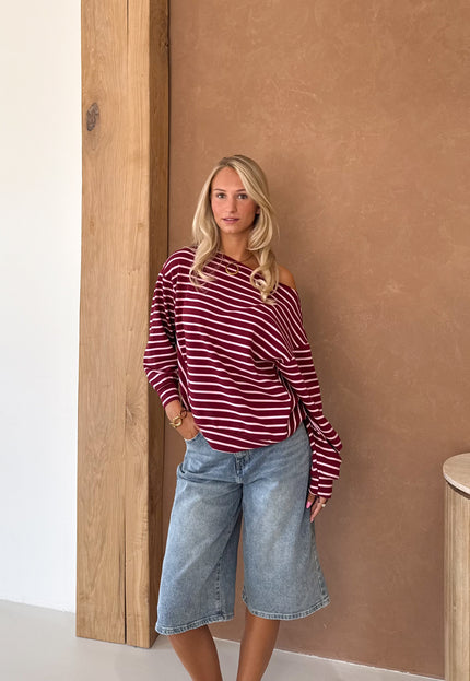 Famous Online Store Strepen trui Cali bordeaux
