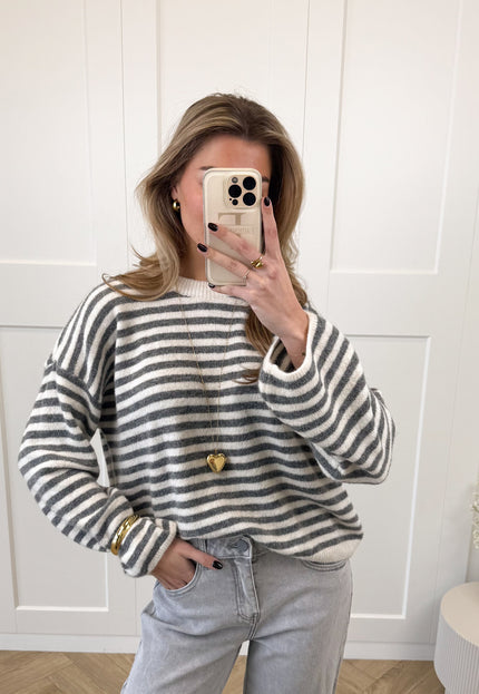 Famous Online Store Strepen trui Fien grijs