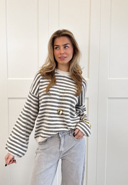 Famous Online Store Strepen trui Fien grijs