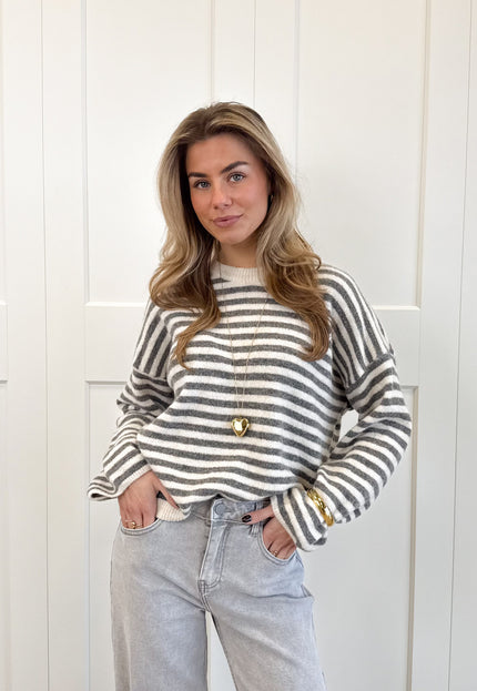 Famous Online Store Strepen trui Fien grijs