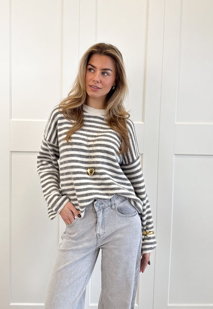 Famous Online Store Strepen trui Fien grijs