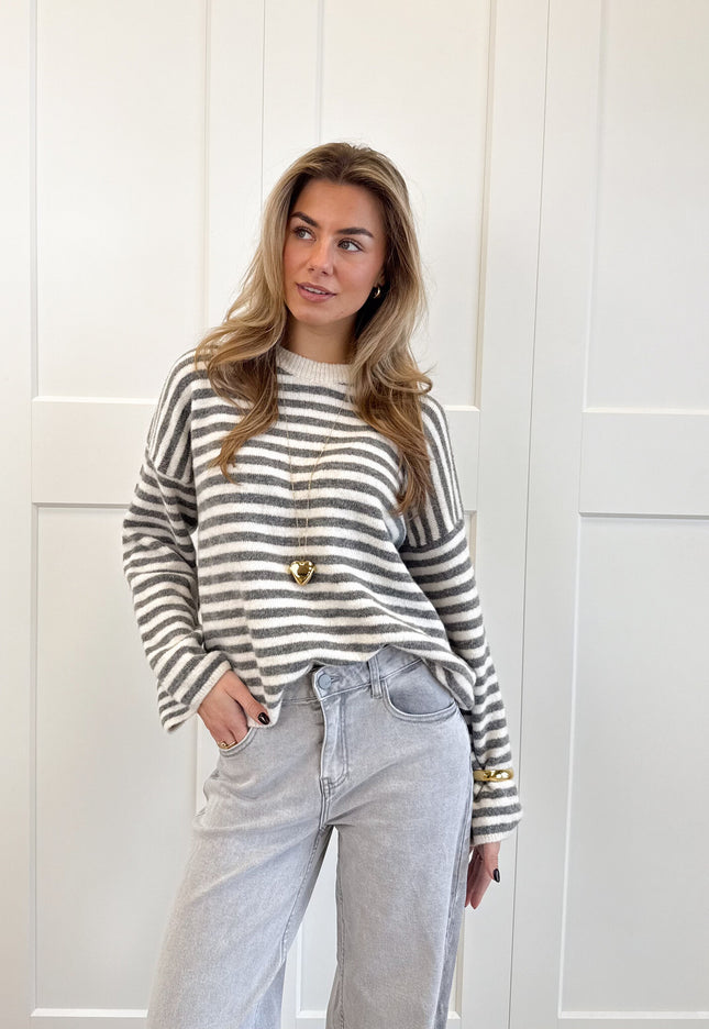Famous Online Store Strepen trui Fien grijs