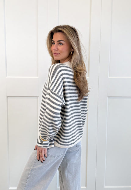 Famous Online Store Strepen trui Fien grijs