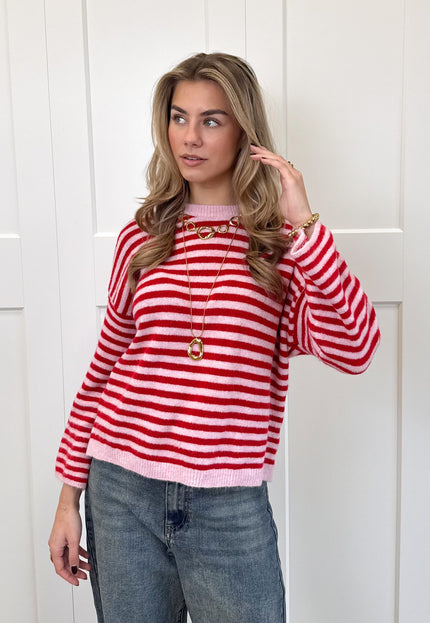 Famous Online Store Strepen trui Fien rood/roze