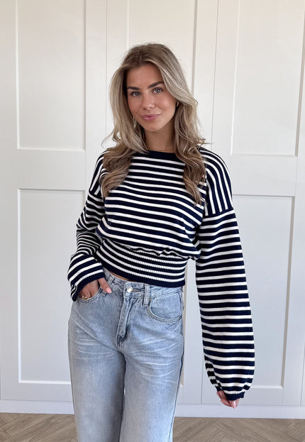 Famous Online Store Strepen trui Hazel blauw