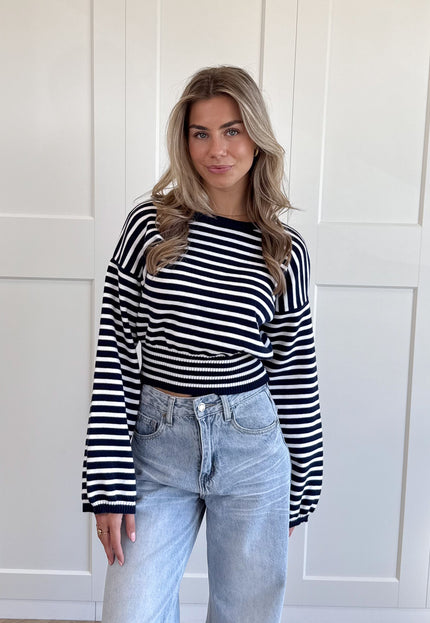 Famous Online Store Strepen trui Hazel blauw