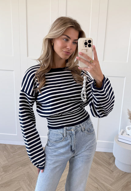 Famous Online Store Strepen trui Hazel blauw