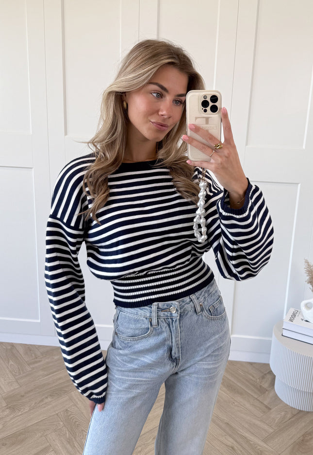 Famous Online Store Strepen trui Hazel blauw