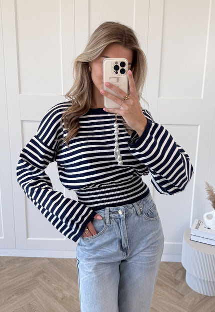 Famous Online Store Strepen trui Hazel blauw