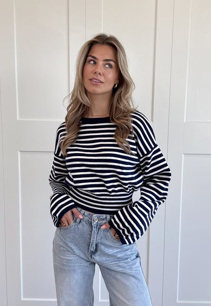 Famous Online Store Strepen trui Hazel blauw