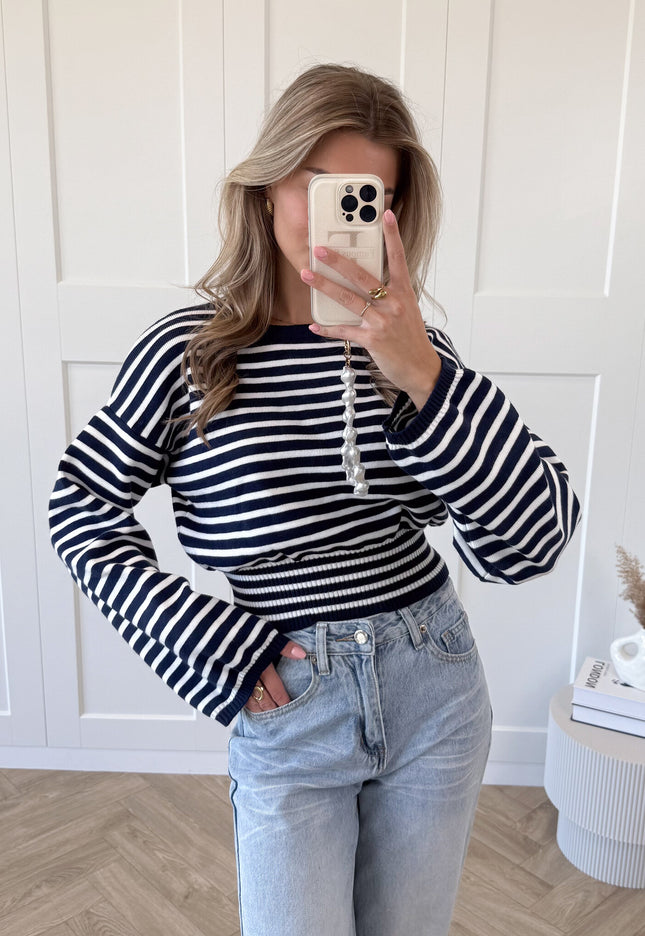 Famous Online Store Strepen trui Hazel blauw