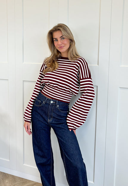 Famous Online Store Strepen trui Hazel bordeaux