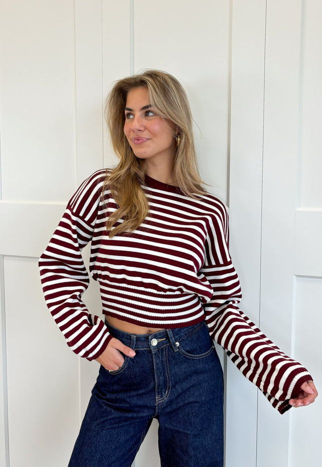 Famous Online Store Strepen trui Hazel bordeaux