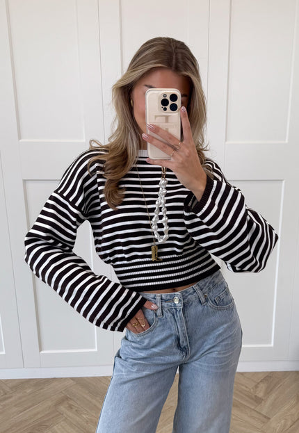 Famous Online Store Strepen trui Hazel bruin