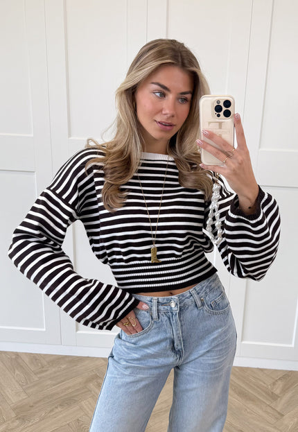 Famous Online Store Strepen trui Hazel bruin