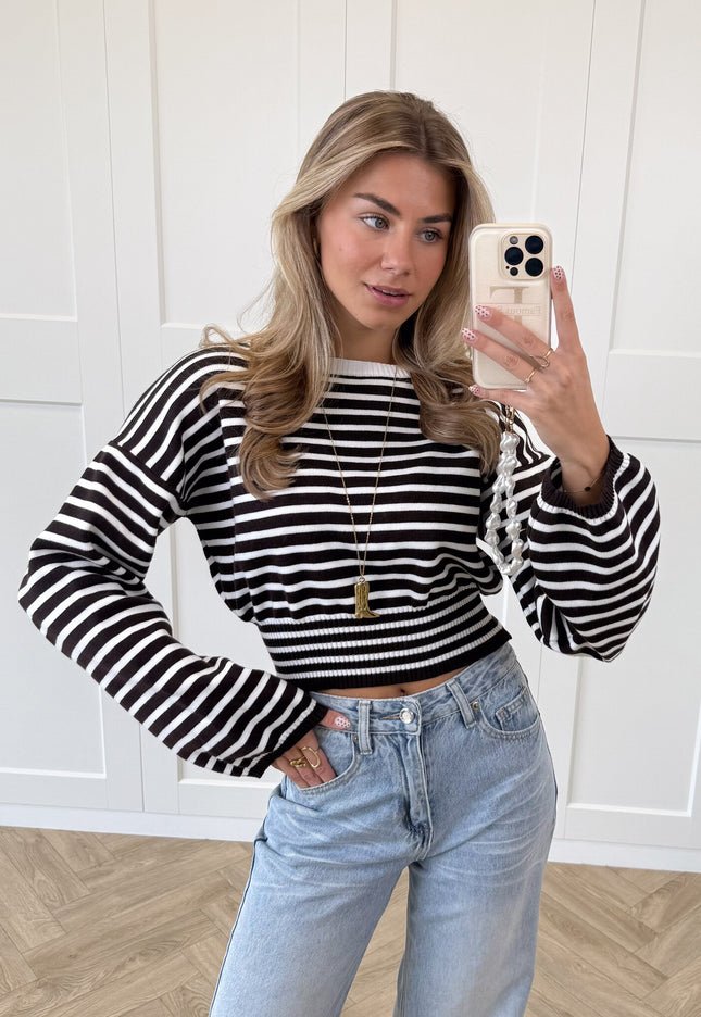 Famous Online Store Strepen trui Hazel bruin