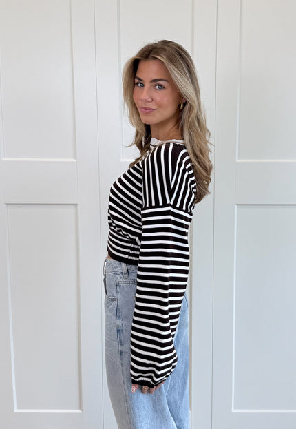 Famous Online Store Strepen trui Hazel bruin