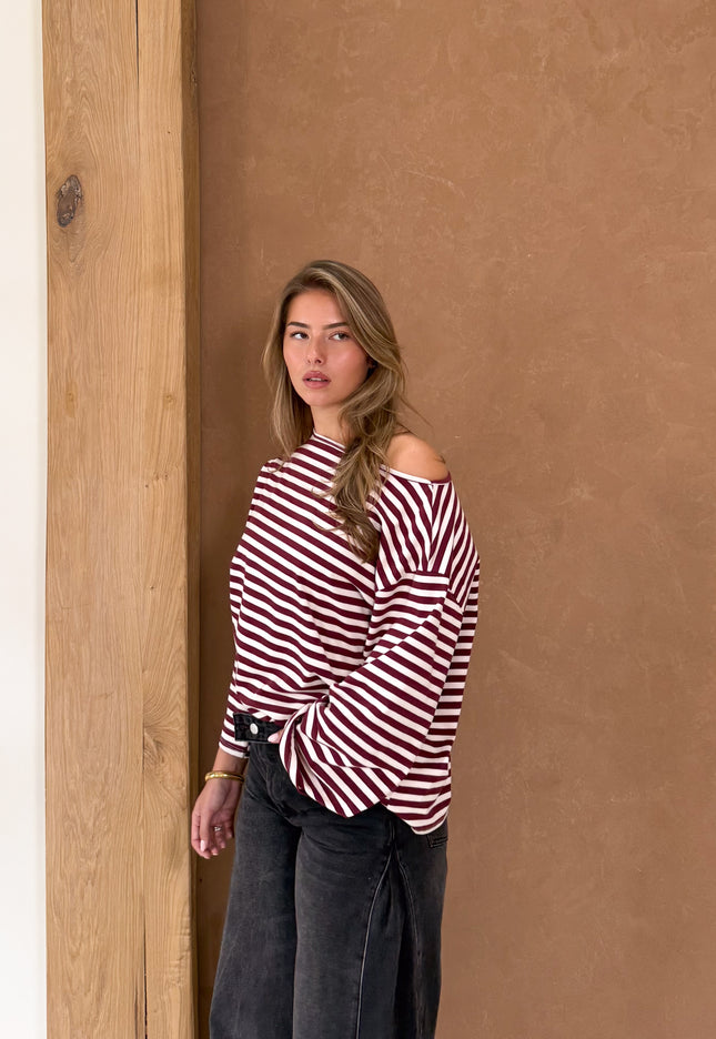 Famous Online Store Strepen trui Jody bordeaux
