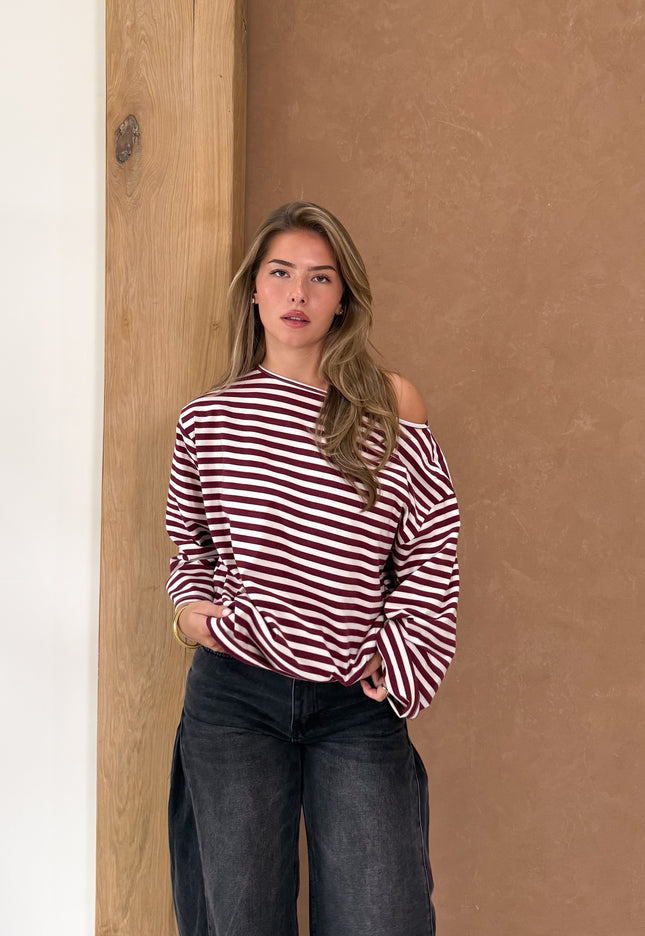 Famous Online Store Strepen trui Jody bordeaux