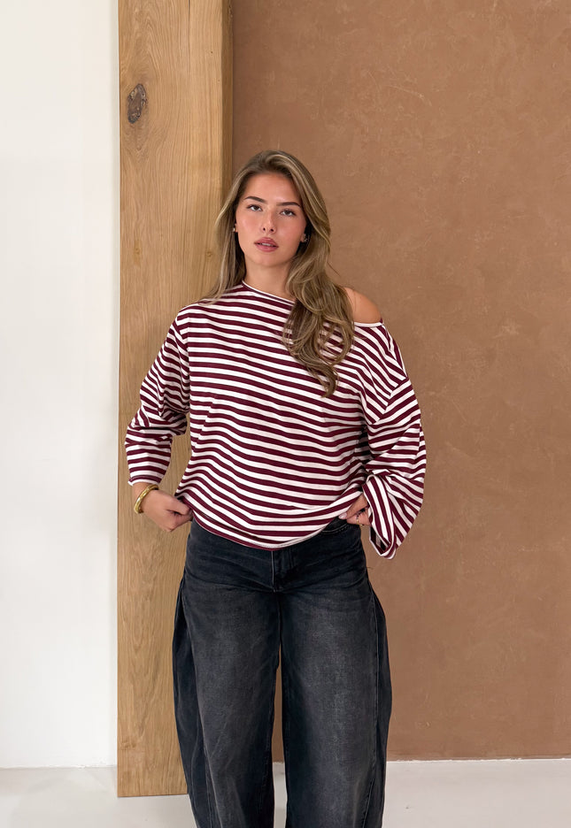 Famous Online Store Strepen trui Jody bordeaux