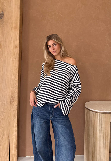 Famous Online Store Strepen trui Jody navy