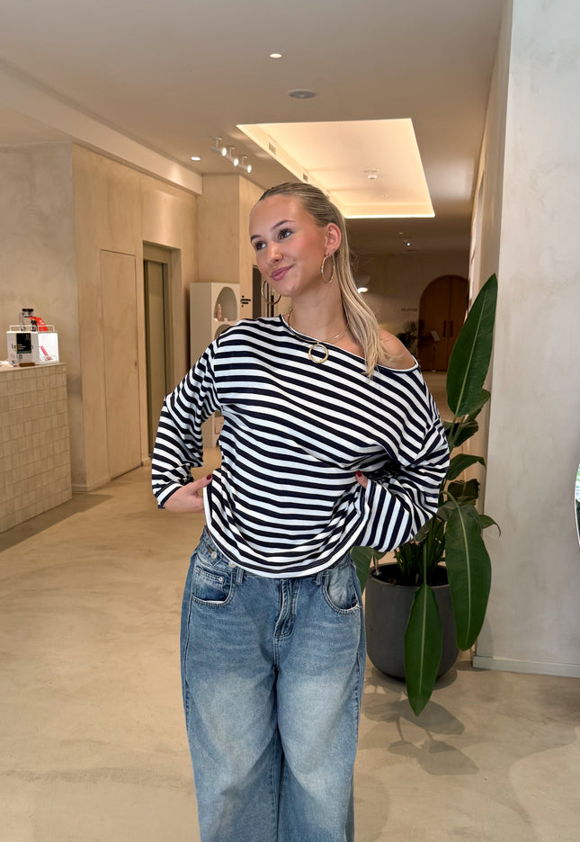 Famous Online Store Strepen trui Jody navy