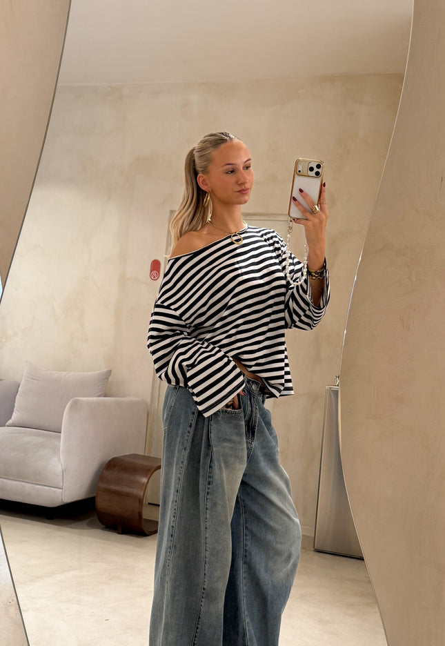 Famous Online Store Strepen trui Jody navy