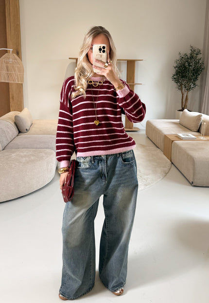 Famous Online Store Strepen trui Pien bordeaux