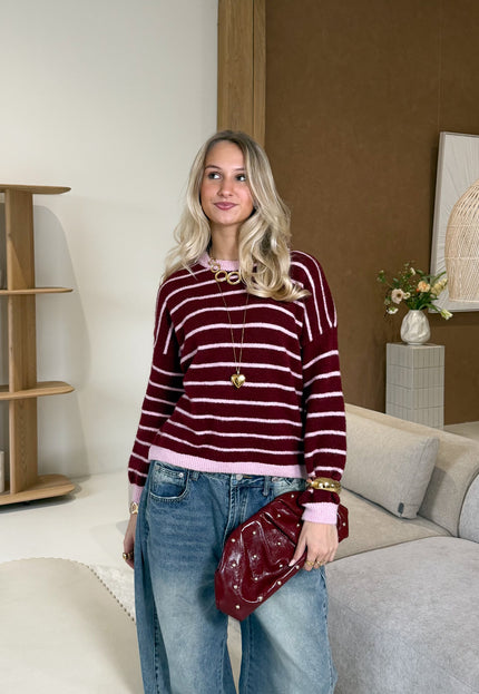 Famous Online Store Strepen trui Pien bordeaux