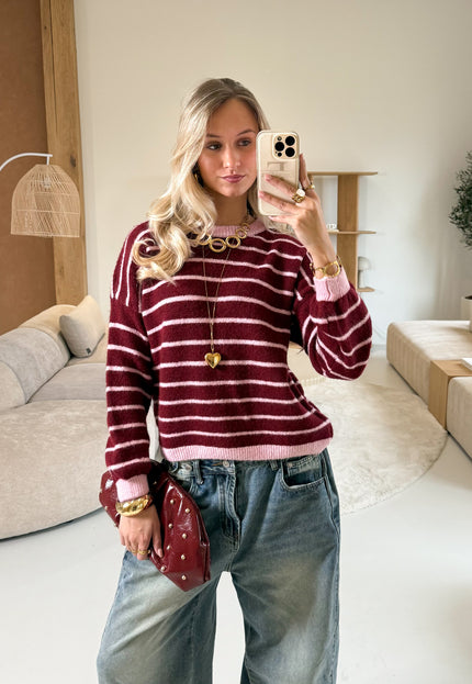 Famous Online Store Strepen trui Pien bordeaux