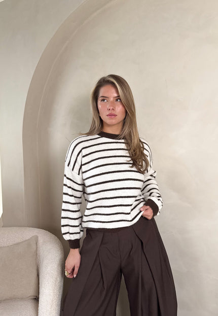 Famous Online Store Strepen trui Pien bruin/beige