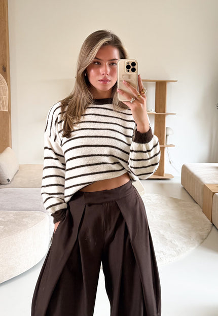 Famous Online Store Strepen trui Pien bruin/beige