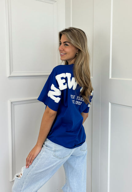 Famous Online Store T-shirt New York blauw-wit