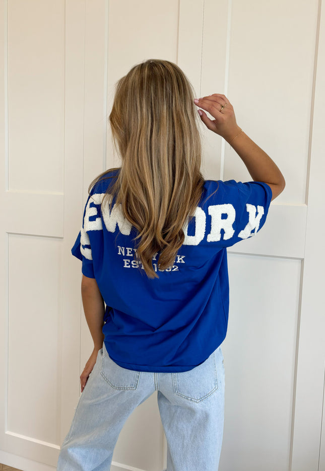 Famous Online Store T-shirt New York blauw-wit