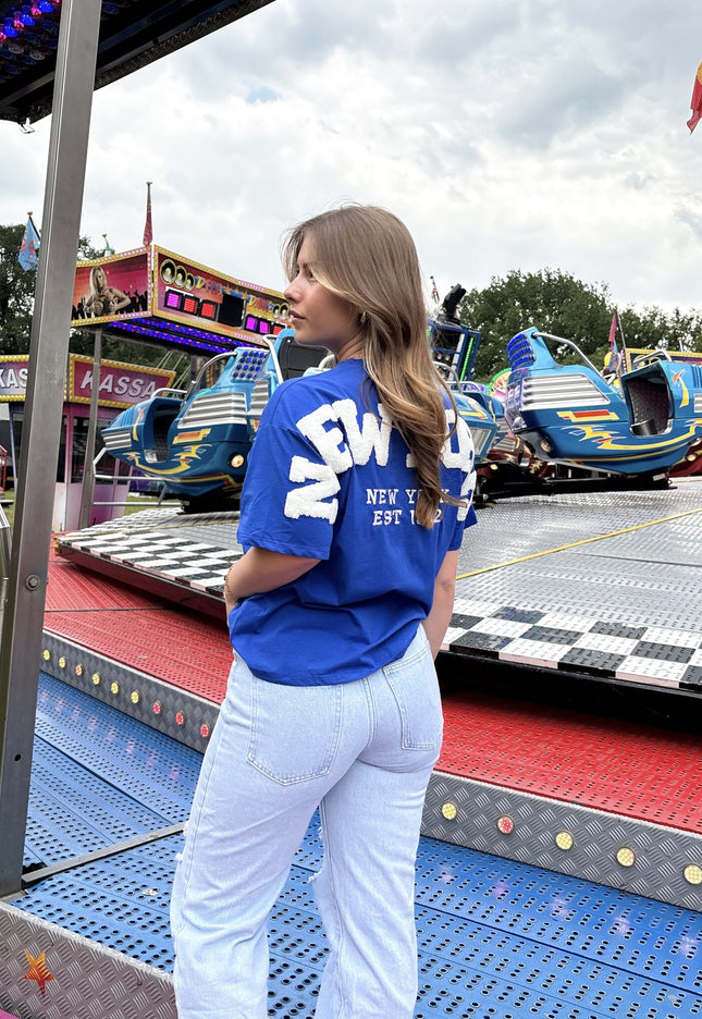 Famous Online Store T-shirt New York blauw-wit
