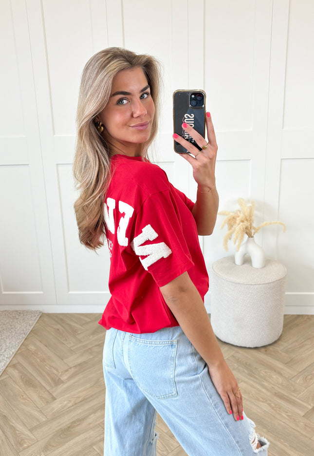 Famous Online Store T-shirt New York rood-wit
