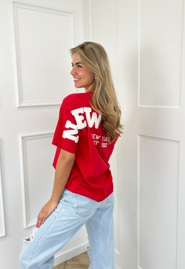 Famous Online Store T-shirt New York rood-wit