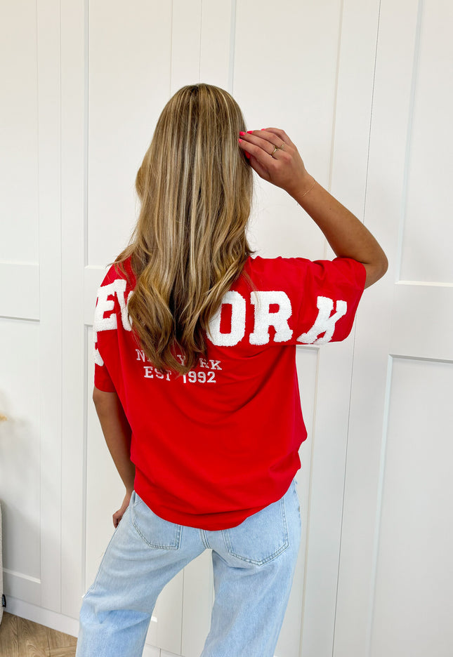 Famous Online Store T-shirt New York rood-wit